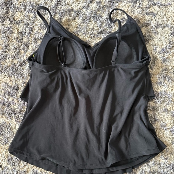 Aqua Green Black Ruffle Tankini Top – Swimsuit - Picture 2 of 5